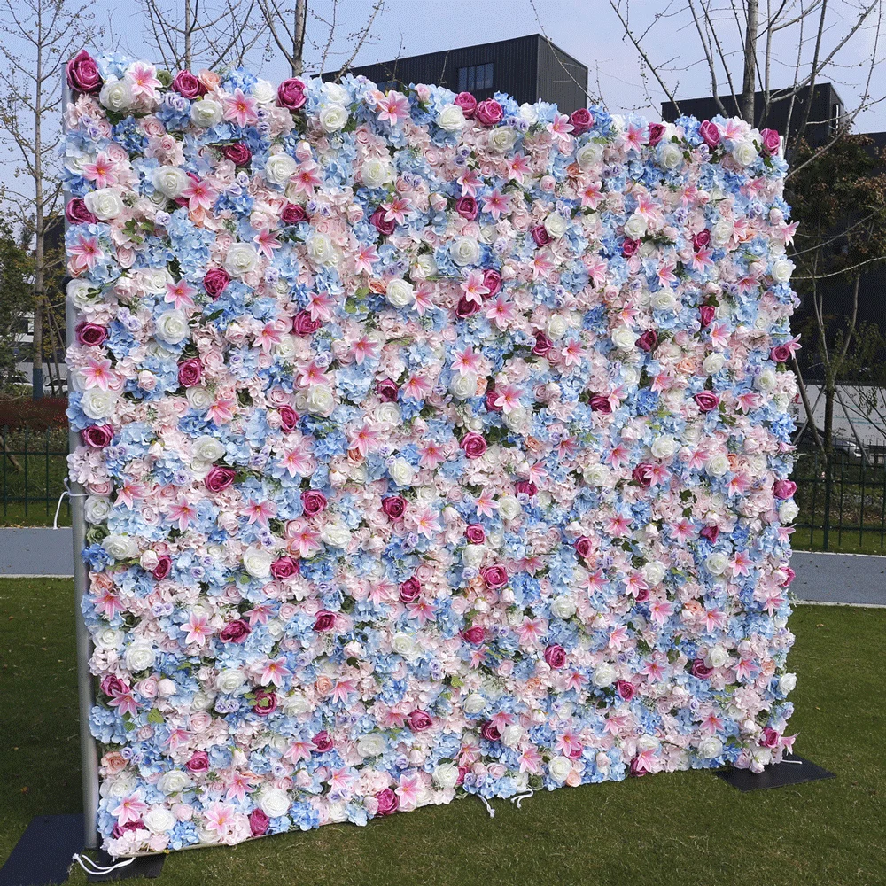 

Custom Wedding Decor Flower Wall Artificial White Rose Floral Panel Flower Wall Backdrop