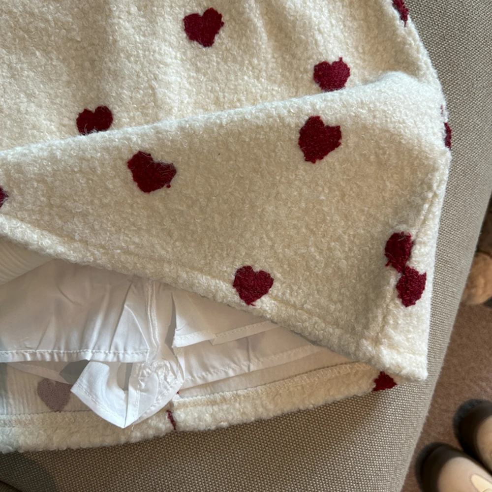 Gonna aderente in pelliccia sintetica con stampa Sweetheart Love Gonna corta chic da donna autunno inverno a trapezio a vita alta design casual da ufficio