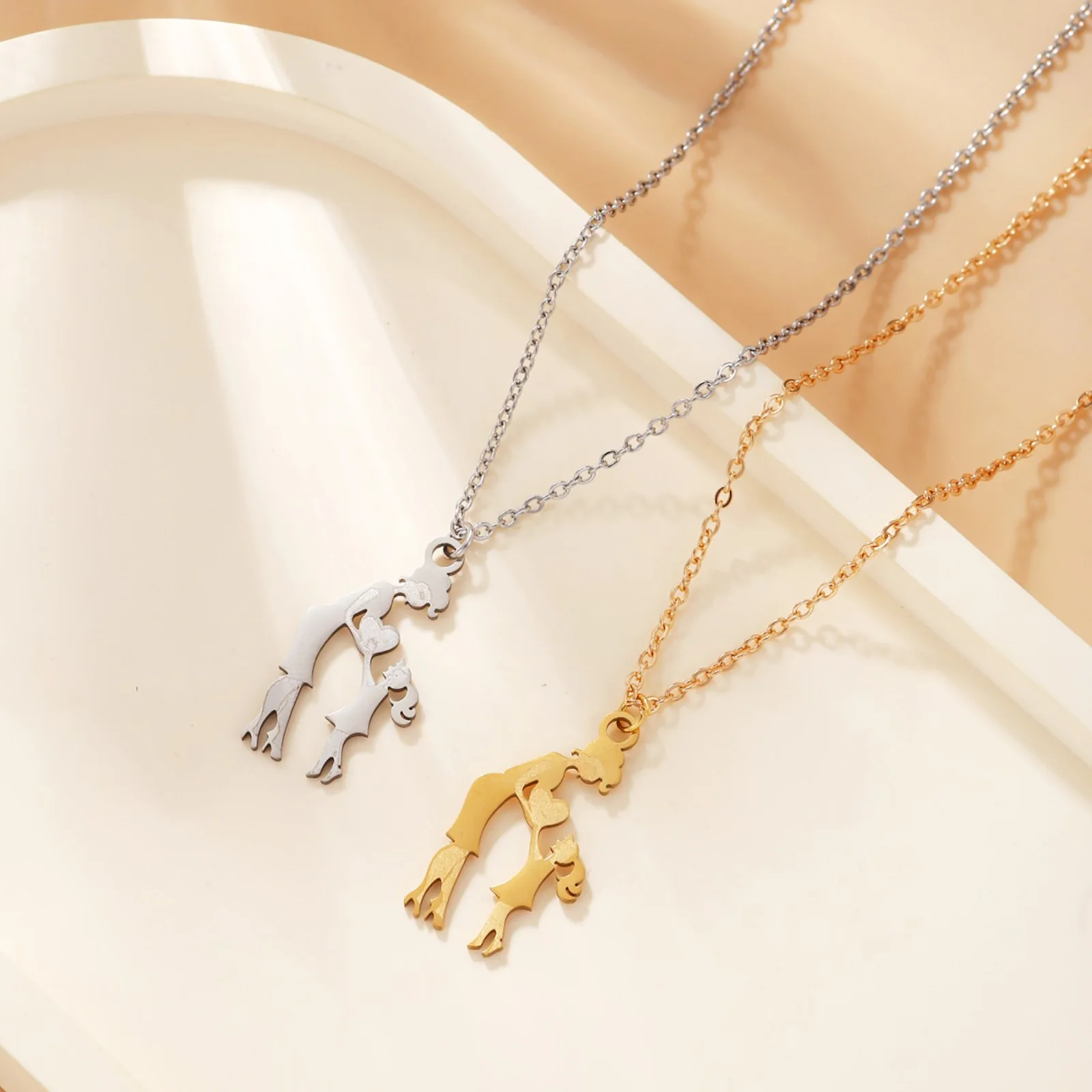 Halskette mit Anhänger für Mutter und Tochter, Familie, für Damen, Edelstahl, Schmuck, Muttertagsgeschenke – Detail 2