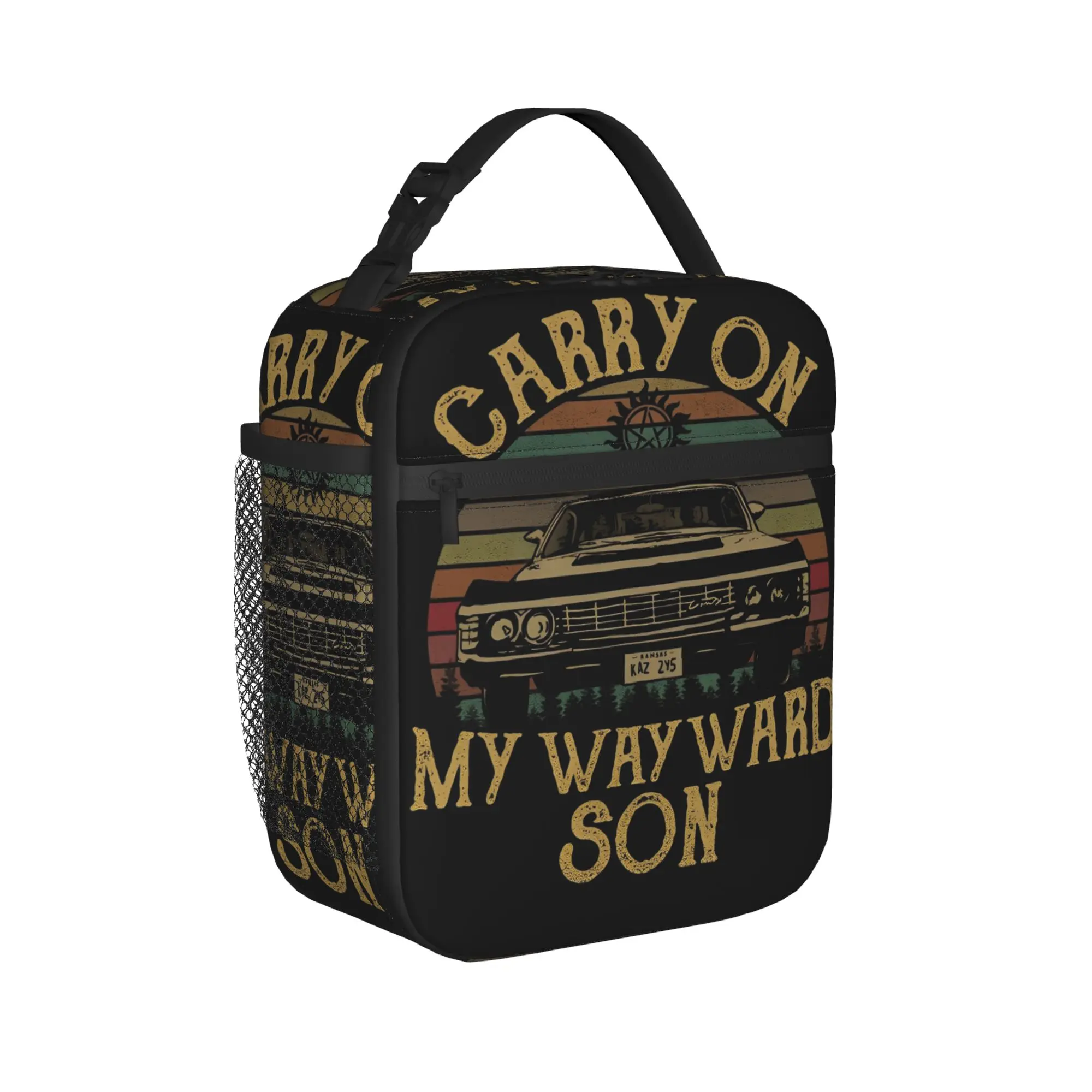 Carry On My Wayward Son Insulated Lunch Bags Cooler Bag Meal Container Supernatural Tote Lunch Box Food Bag School