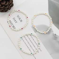 New French Retro Simple 6mmPearl Elastic Bracelet Colorful Love Pearl Fashion bracelet Birthday Party Gift Jewelry