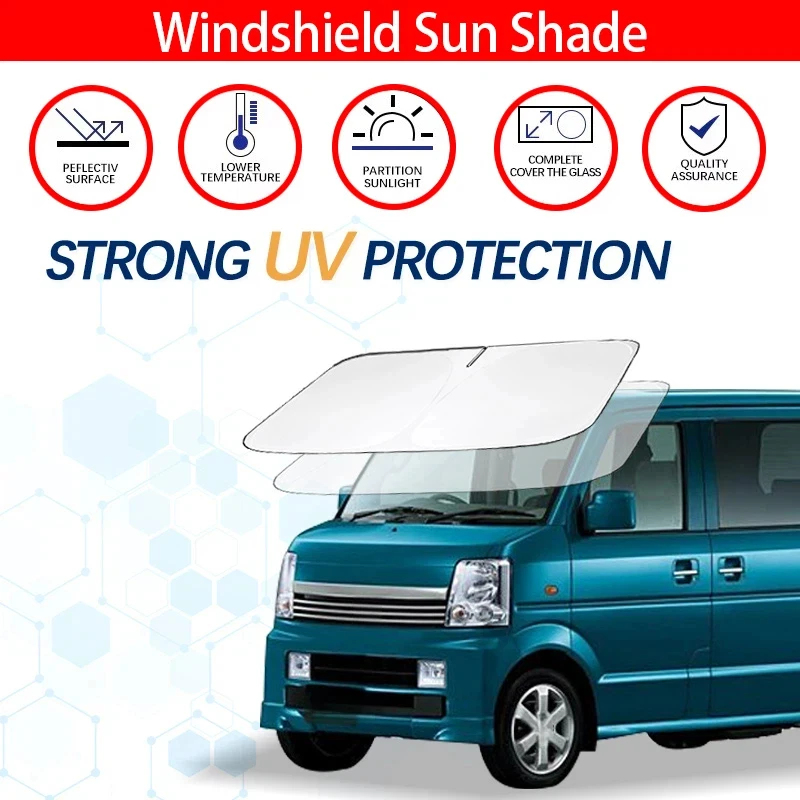 Parasol para parabrisas para Suzuki Every Da64 Da17 Da52, protector de visera plegable que bloquea los rayos UV y mantiene su coche más fresco