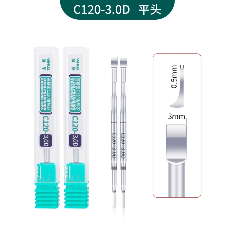 YIHUA 982D-I 2Pcs C120 Soldering Iron Tips with Built-in Heating Core Durable Stainless Steel for Precision Electronic Repair