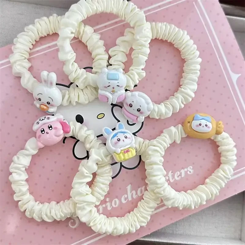 Chiikawa Cartoon Cute Cute Hair Rope Insハチワレ Hachiware うさぎ USAGI ちいかわ Animated Kawaii Small Rubber Band Headband Girl Gift