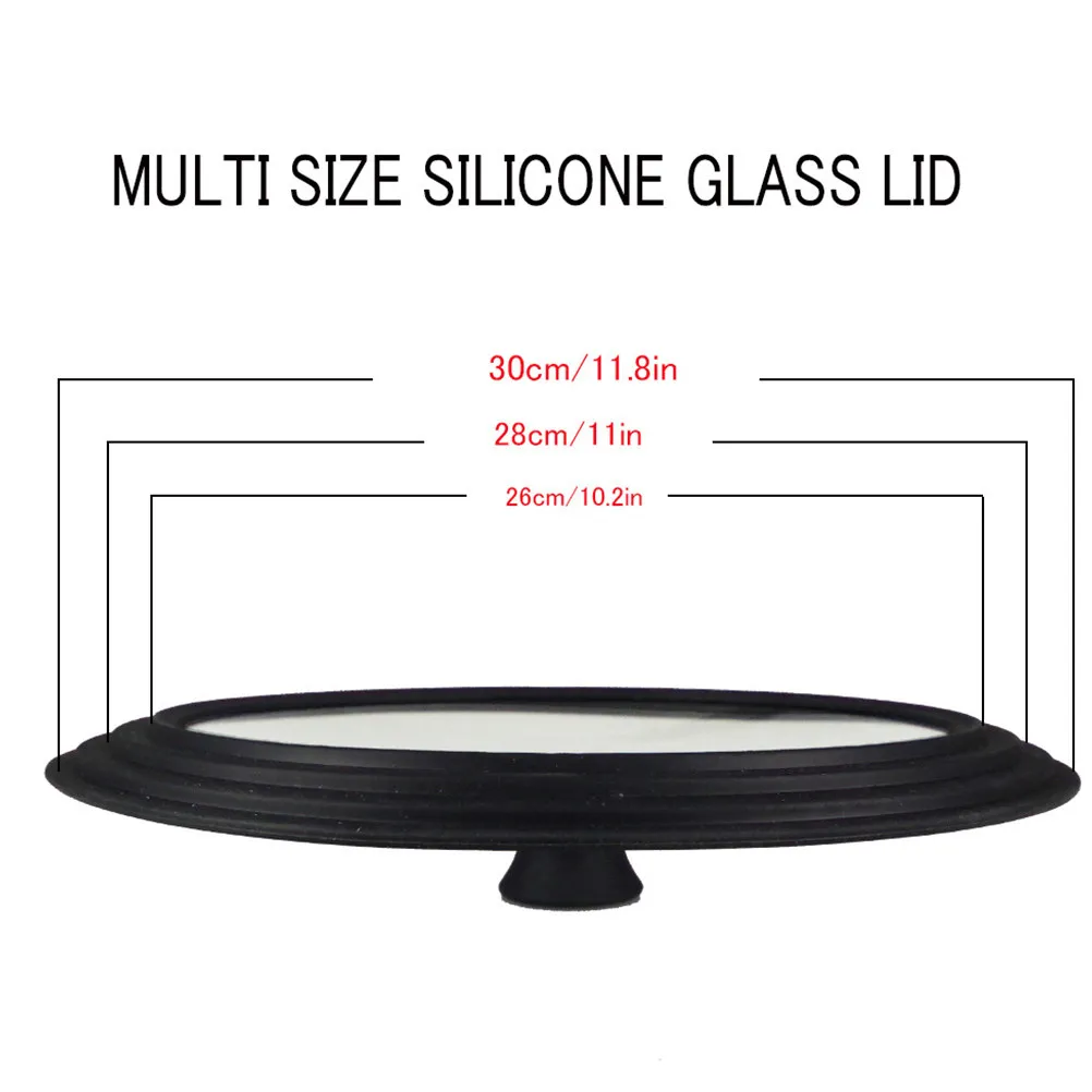 Universal Pot Cover Tempered Glass Lid Heat Resistant Silicone Rim Compatible 26Cm 28Cm 30Cm Pots Pans Anti Splatter Lid Kitchen