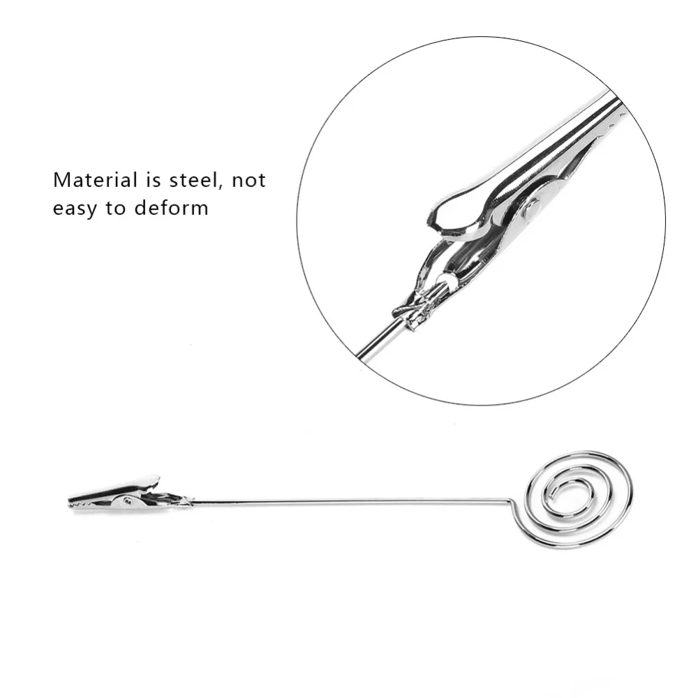 10PCS Alligator Clip Table Note Clips Round 15*3cm Metal Table Cards Clip Multi-Functional Silver Table Cards Holder