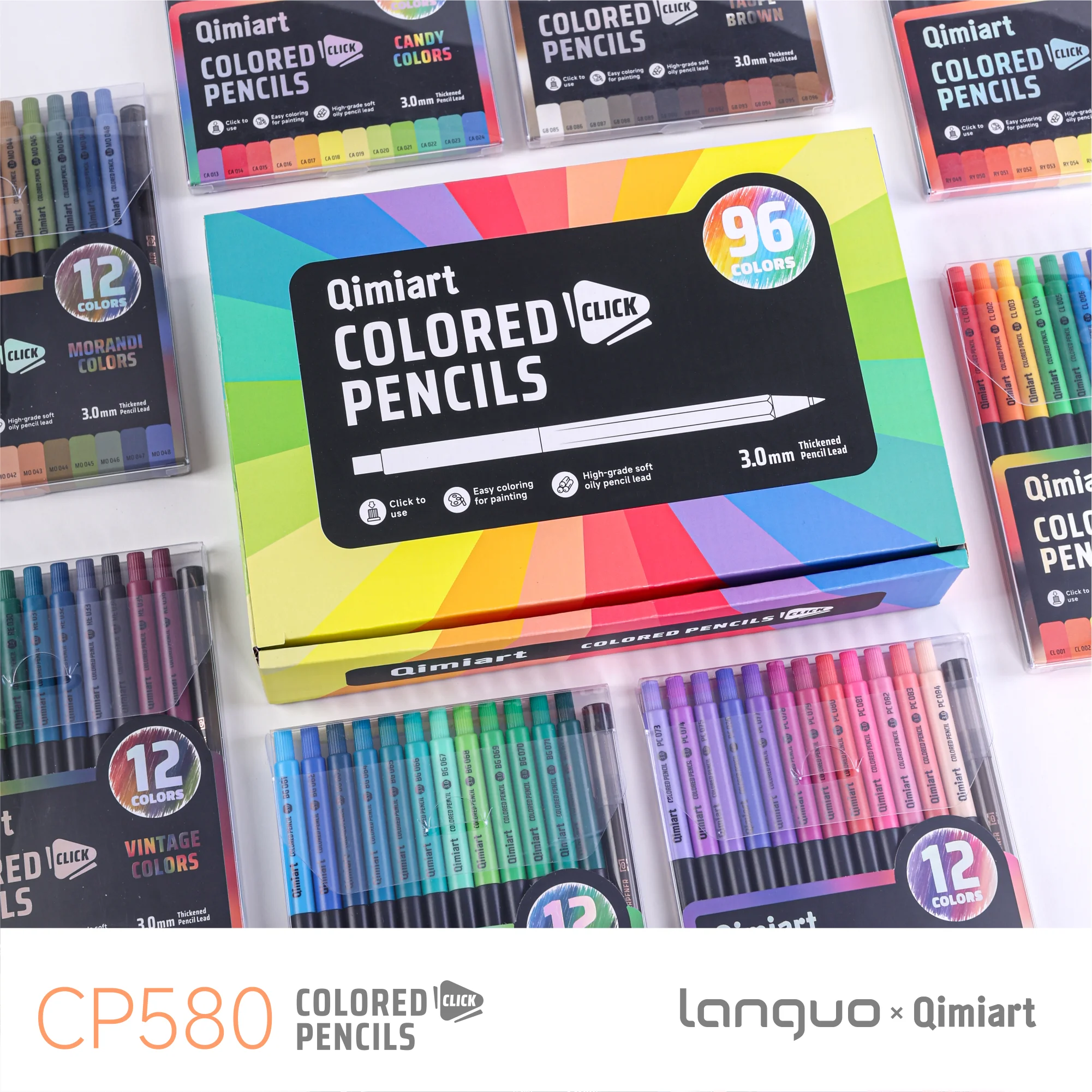 Languo 96/12 Farben Klick-Buntstifte Weiche Ölbasis 3,0mm Druckbleistifte für Kinder Büro Schule Kunstbedarf Schreibwaren – Detail 16