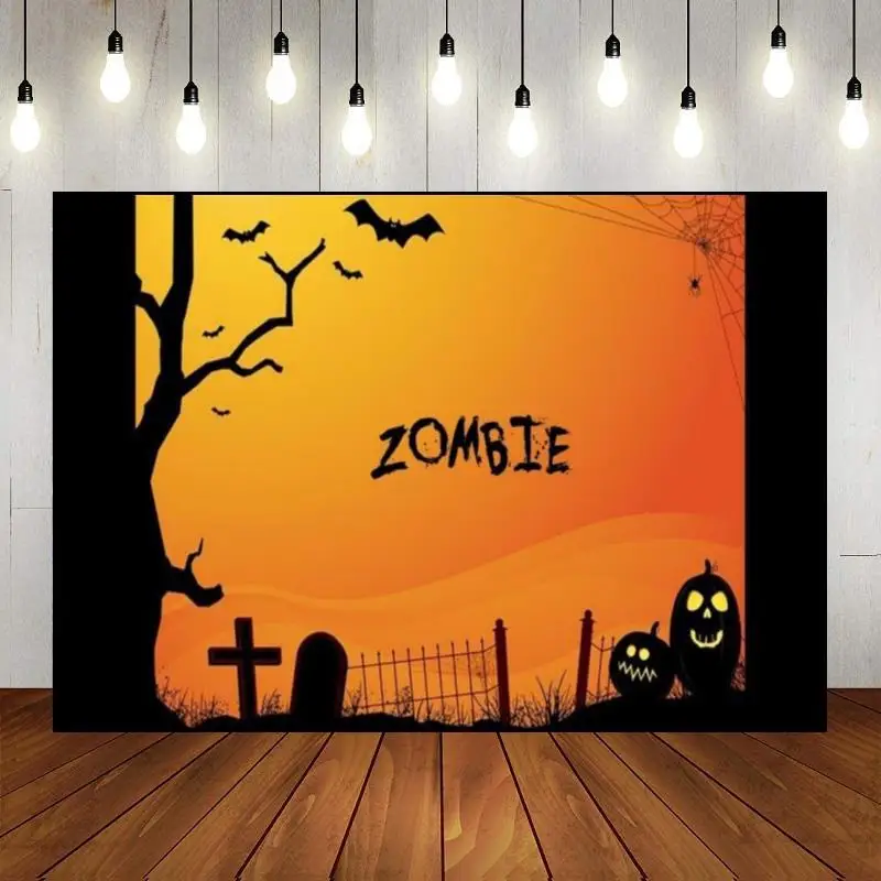 Halloween Photography Backdrops Background Banner Birthday Decoration Goblin Custom Backdrop Dense Fog Ancient Trees Photo Night