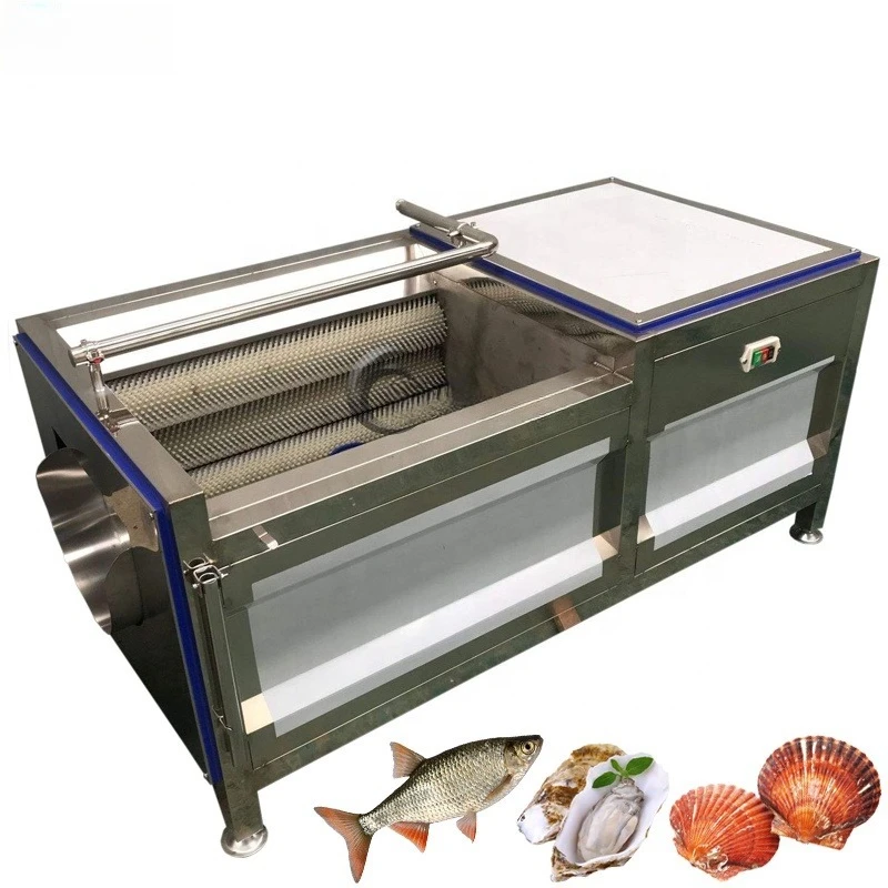 Commercial Fruit Vegetable Cleaner Machine Potato Ginger Carrot Onion Seafood Roller Brush Cleaning Washing Peeling Machine