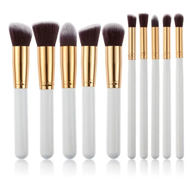 10 pezzi Cosmetici Fondotinta per sfumare lo strumento per il trucco del fard Set di pennelli per trucco Kabuki sintetico Nuovo arrivo