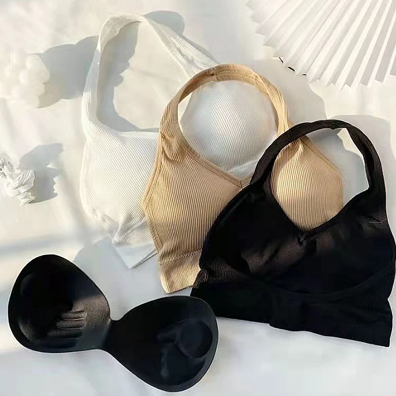 Sexy kobiety Halter bez pleców biustonosz Bralette podkoszulki ocieplana bawełna biustonosz bezprzewodowy, odporny na wstrząsy kamizelka bielizna