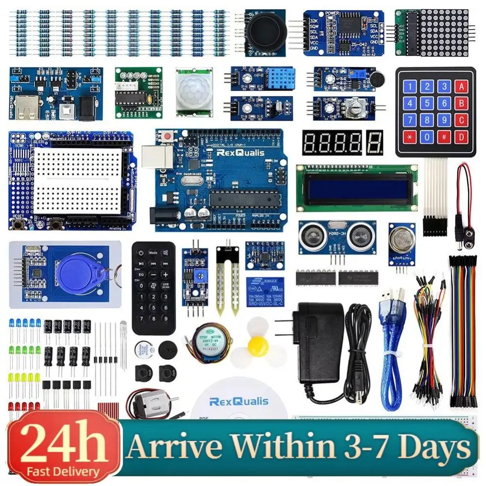

Стартовый набор с руководством для Arduino UNO R3, STEM-набор с LED-драйверами, самый полный электронный стартовый набор, совместимый с Arduino IDE