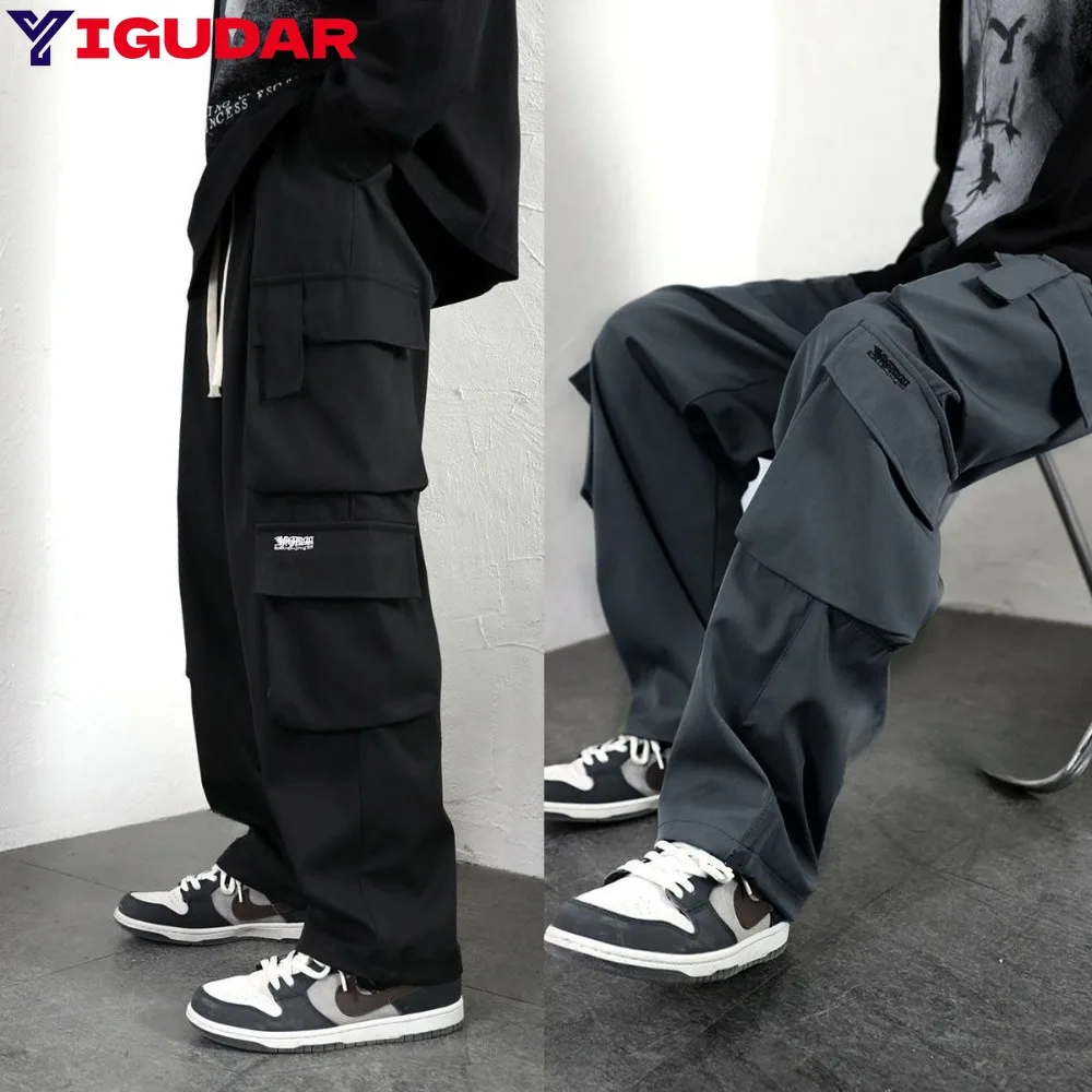 

Harajuku Oversized Cargo Parachute Pants Men Streetwear Vintage Y2k Hip Hop Wide Leg Joggers Baggy Casual Sweatpants Techwear