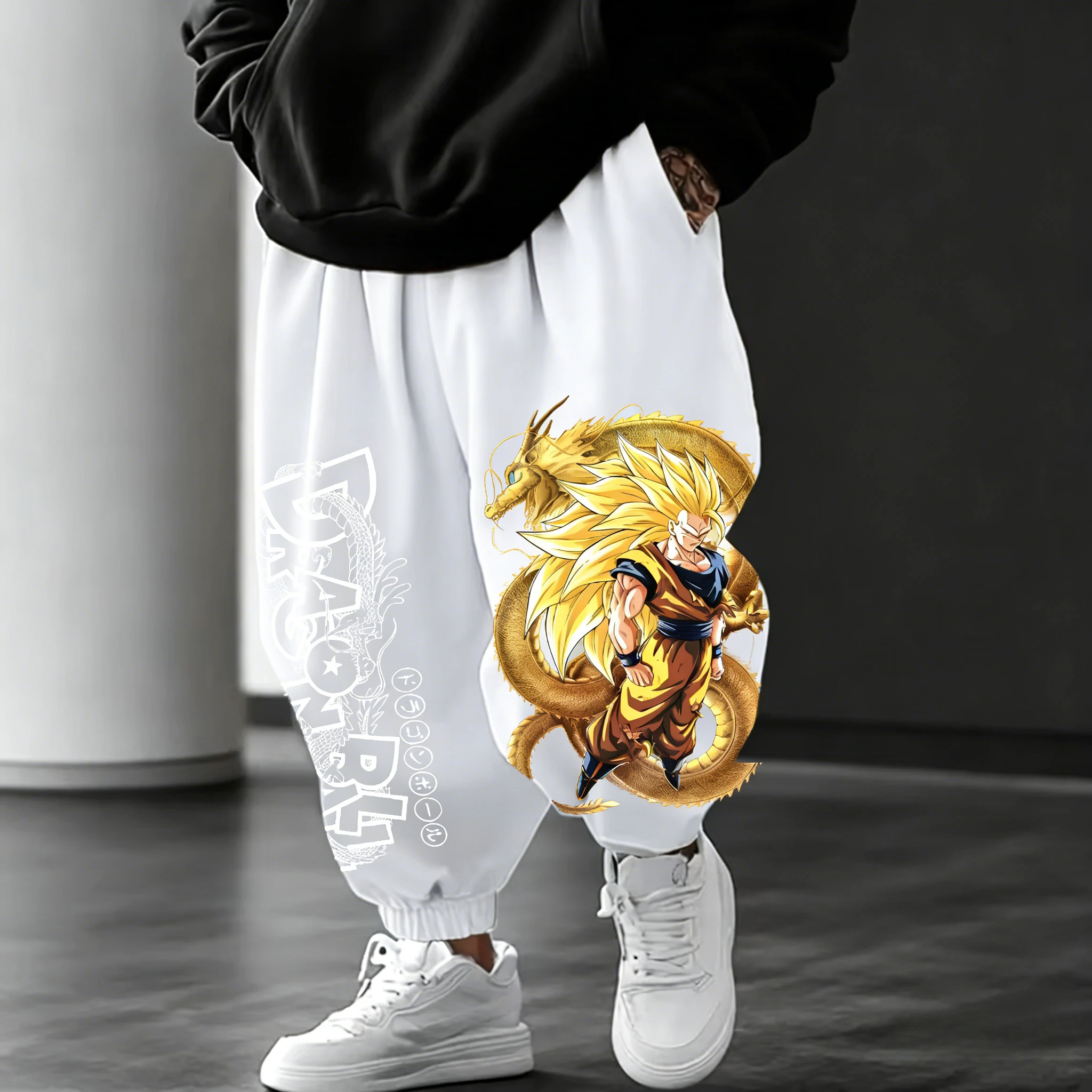 لعبة دراغون بول أنيمي سوبر سايان 3 سراويل مدببة مطبوعة 2026 خريف/شتاء جديد هاراجوكو للرجال والنساء سراويل فضفاضة غير رسمية #4