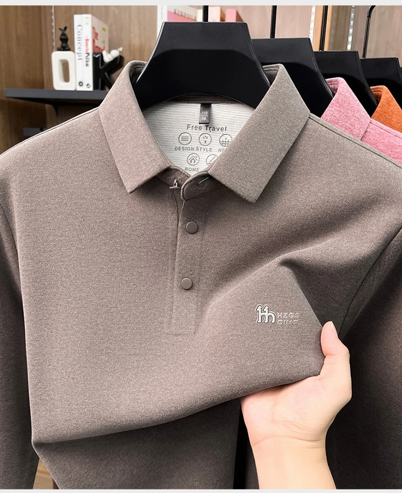Marke Mode Buchstaben Muster Langärmel Polo-Shirt Herren Luxus Herbst Neues Leicht Komfort Geschäftsbereich Freizeit Flip-Kragen T-Shirt – Detail 22