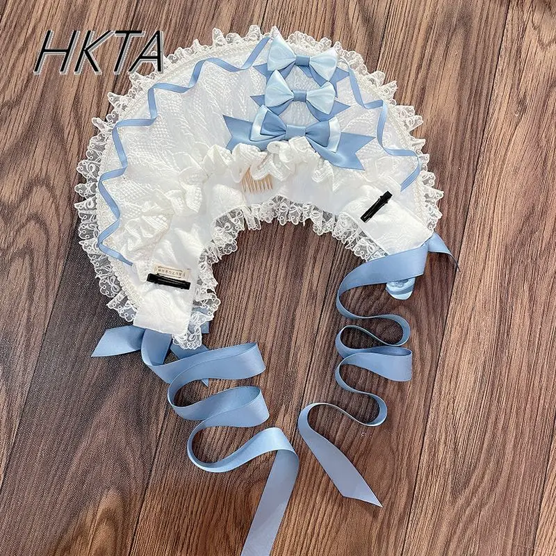 Kawaii Ästhetische Handgemachte Hut Frauen Lolita Mädchen Farbe Passenden Süße Rote Schleife Flachen Hut Sommer Neue Lolita Cos Haar Zubehör