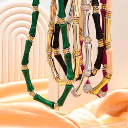 Nuovi braccialetti elastici in bambù sottile acrilico Color oro per donna uomo tubo in resina collana con bracciale impilabile gioielli di moda Collier