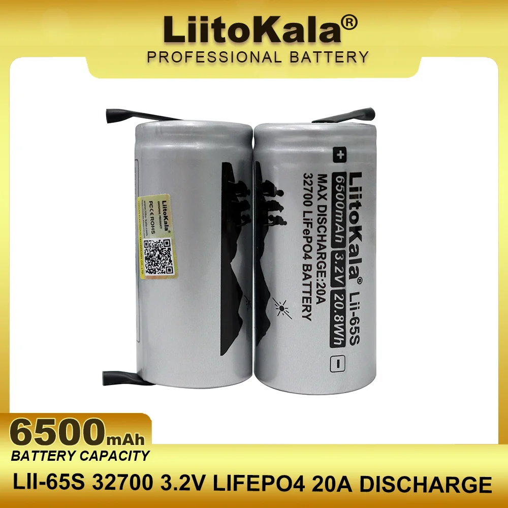 1-4 sztuk LiitoKala LII-65S DIY nikiel 3.2V 32700 6500mAh LiFePO4 20A ciągłe rozładowanie maksymalnie 55A baterie dużej mocy