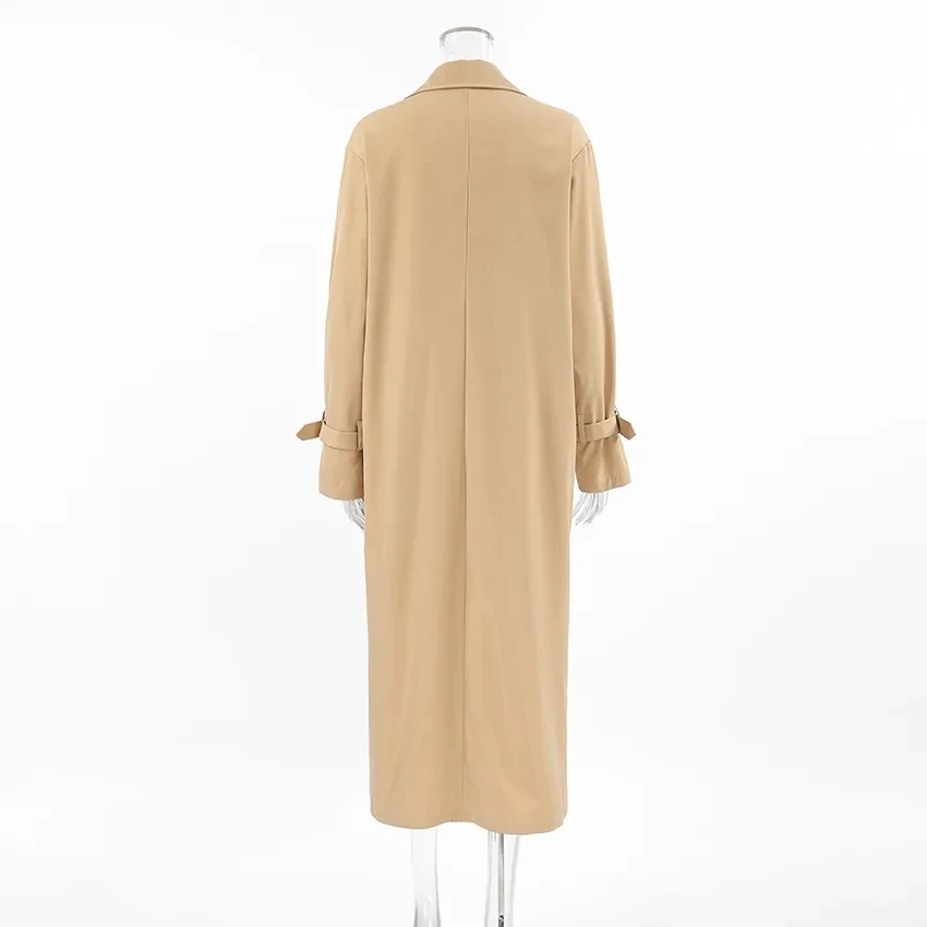 

French Long Khaki Double Breasted Trench Coat In Autumn Clothing Temperament Commuting Women's Fashion Loose Trench Coat