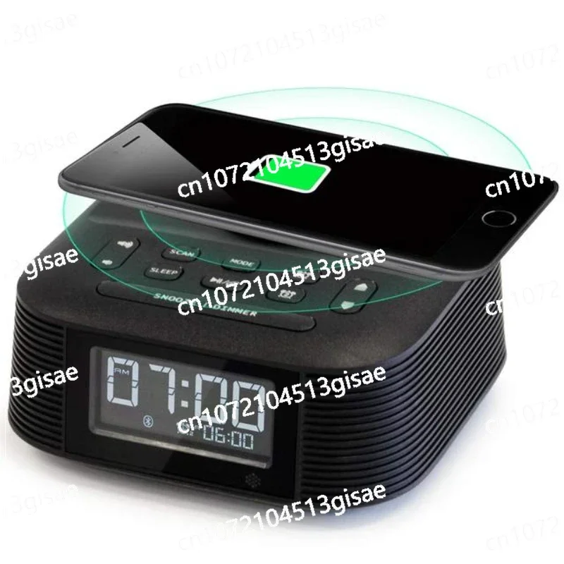 Wireless Charging Speaker with FM Radio USB Blue Tooth Speaker Dual Alarm Clock Speakers Wireless Charging Function Hotel