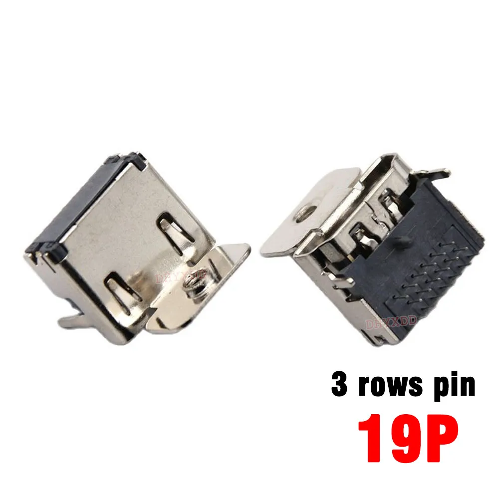 2pcs Display Port 19Pin 20 Pin HDMI Female Socket Interface Connector 90180 Degree With Screw Hole Fixed Screw Holes HDMI Plug