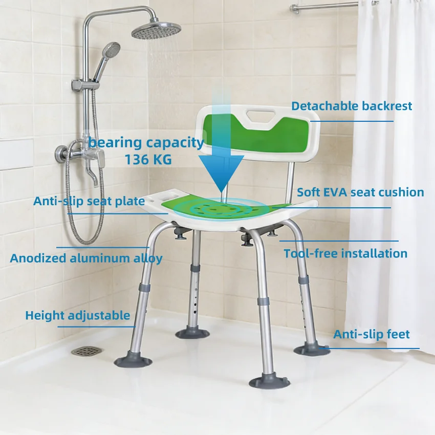 Simplywalk Aluminum Alloy 136KG Bath Shower Chair Portable Bathtub Senior People MDR CE Certification Framework Agreement