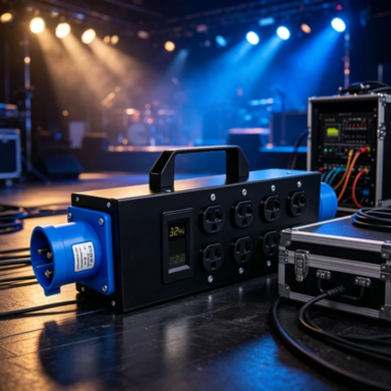 3P 32A Portable Power Distribution Box 4 Way US Socket With Voltage Current Display For Stage Lighting Event Power Supply