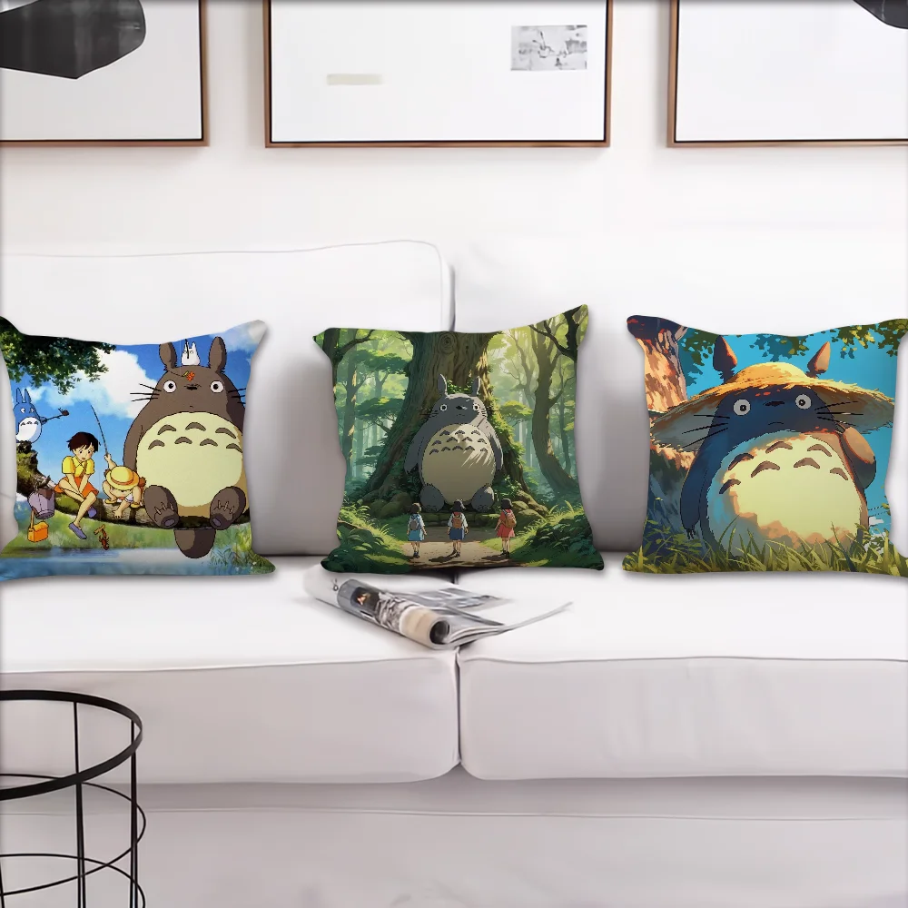 Cartoon T-TotoroS Cute  cushion cover Accessories Square Cushion Room Bedroom Headboard Sofa Living Backrest Car Nap Time