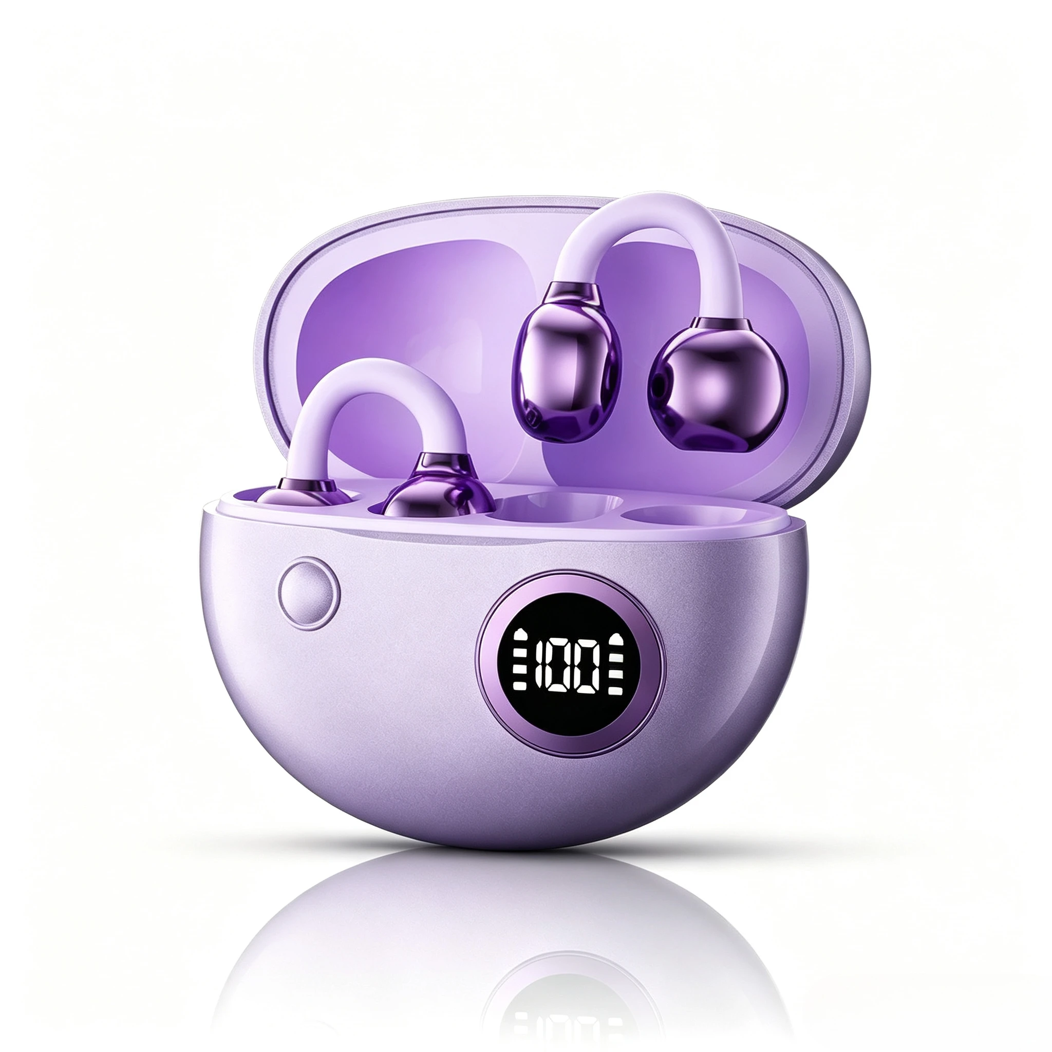 Clip‑On Bluetooth Wireless Earbuds, Secure Comfort Fit, Noise Reduction, Ultra‑Long Battery Life with Digital Power Display