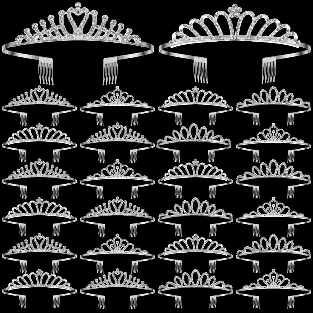 

Женская повязка на голову с хрустальной тиарами из 24 предметов с расческами, идеально подходит для торжеств, свадеб, выпускных вечеров и подарков на вечеринку