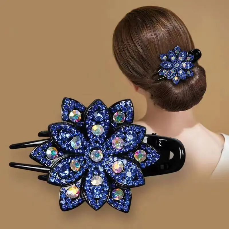 

Hairpin Headwear for Women Back of The Head Duckbill Clip Temperament Rhinestone Three Tooth Clip Elegant Mother's Hair Clip