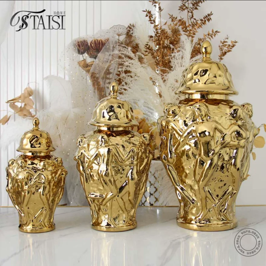 

51cm Ceramic Craft Flower Vase European Style Table Decor Dry Flower Decoration Flower Arrangement Vessel Housewarming Gift Craf