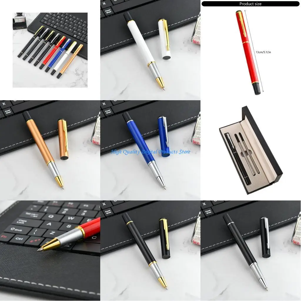 

U2JE Aluminum Pen with 2 Refills Metal Ballpoint Pen Sturdy Pocket Clip 0.5mm Stainless Steel Tip For School Office