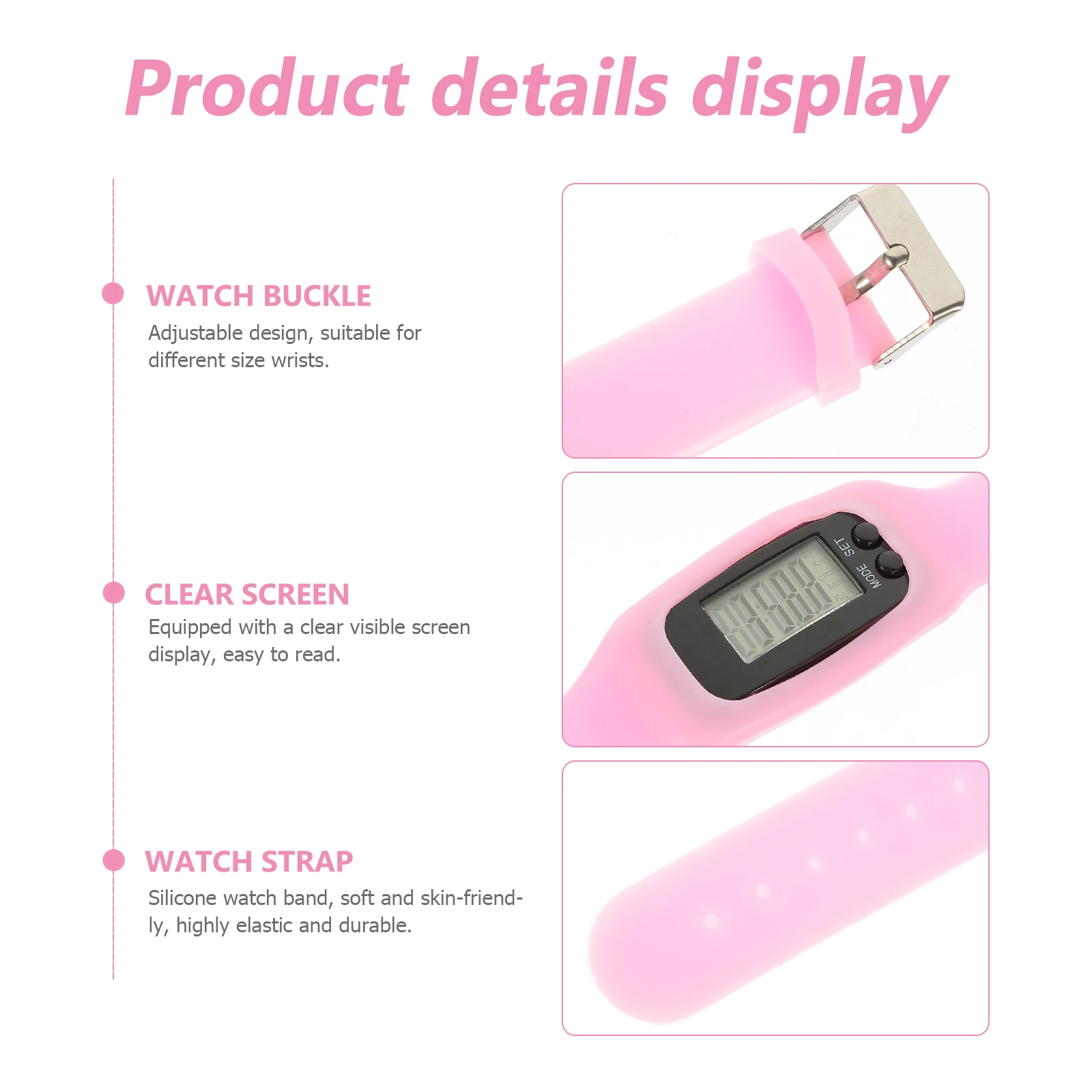 

Step Counter Bracelet Walking Pedometer Watch Running Portable Silicone Wrist Sports Watch For Exercise Outdoor Fitness