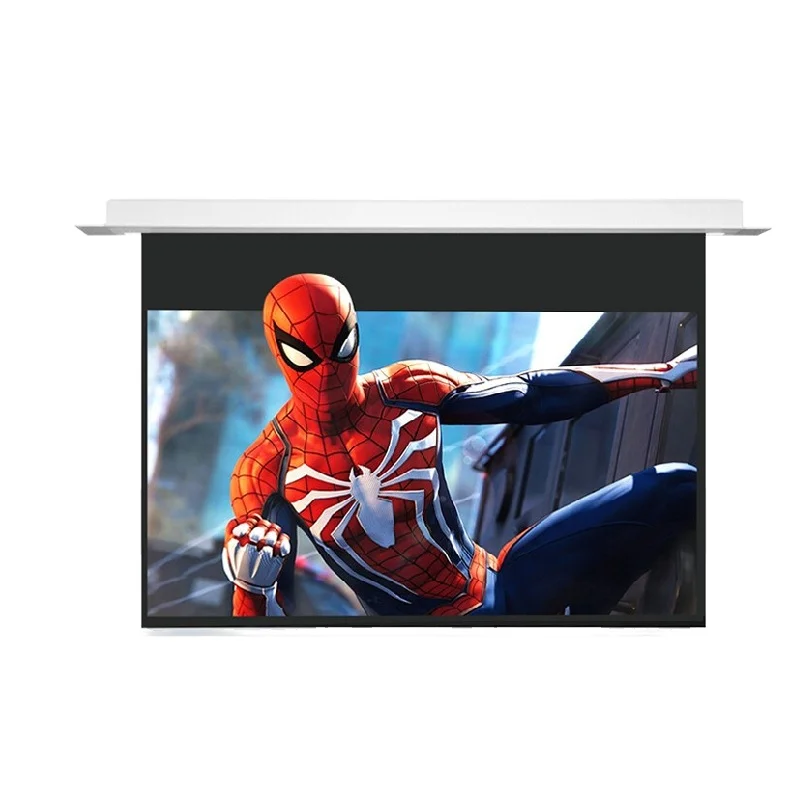 

120 Inch Hidden Ceiling Projector Screen For Home Use HD Electric Remote Control Lifting Anti-light Fresnel Projector Screen
