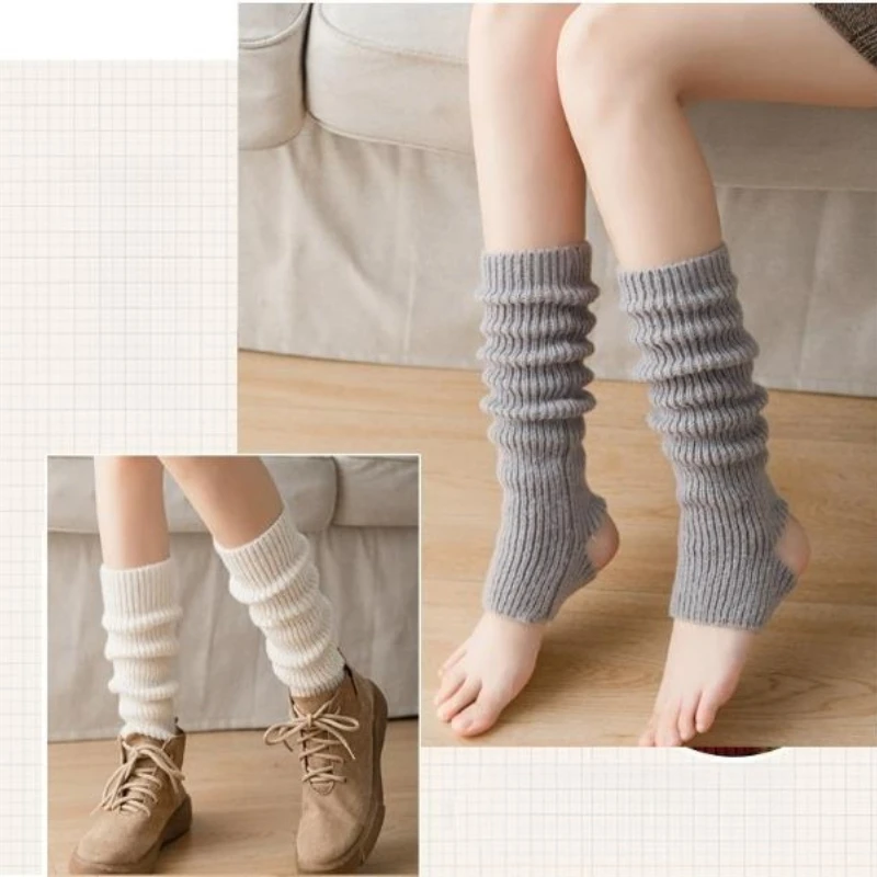 1 Paar Damen-Herbst-Winter-einfarbige gestrickte warme Socken, geeignet für JK-Lolita-Stil, weiche, bequeme, lässige Wadensocken