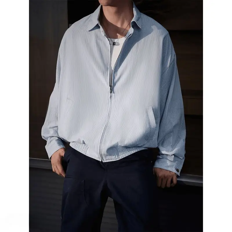 

Повседневная верхняя одежда в сине-белую полоску с воротником из смеси хлопка для отдыха для мужчин и женщин Urban Faion Sle