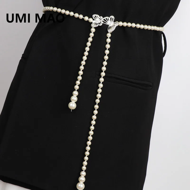 UMI MAO корейский стиль модная жемчужная поясная цепочка женский тонкий декоративный пояс для платья на лето универсальный пояс платья сладкий