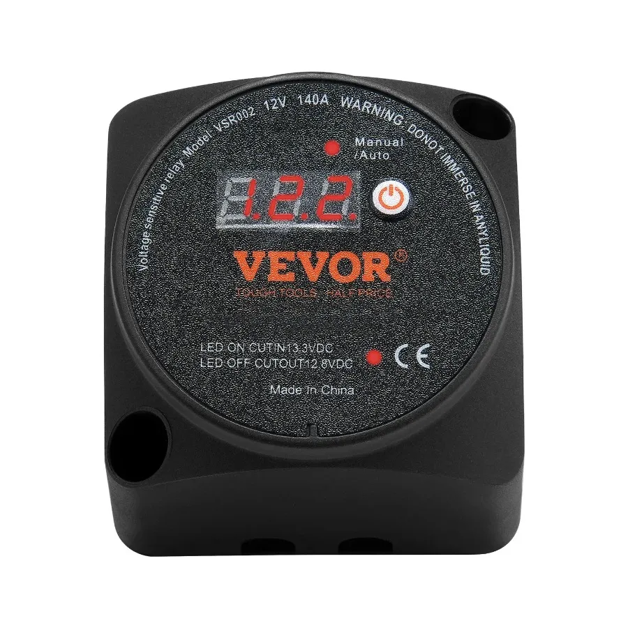 

Dual Battery Isolator Kit 12V 140Amp Manual and Auto Modes VSR Voltage Sensitive Relay with LCD Screen Smart Battery Isolator