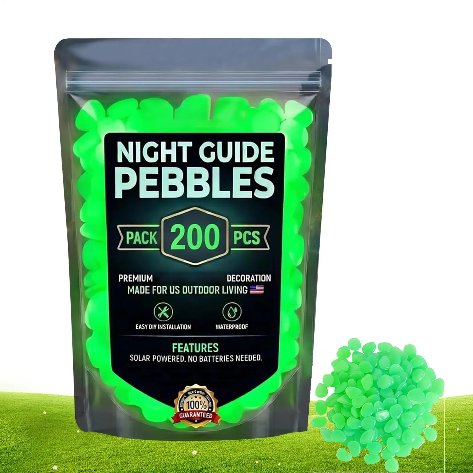 Rocks Outdoor 200 Pieces Glowing Garden Walkway Rocks Glowing Stepping Pebbles For Walkway Yard Backyard Pathway Driveway Patio