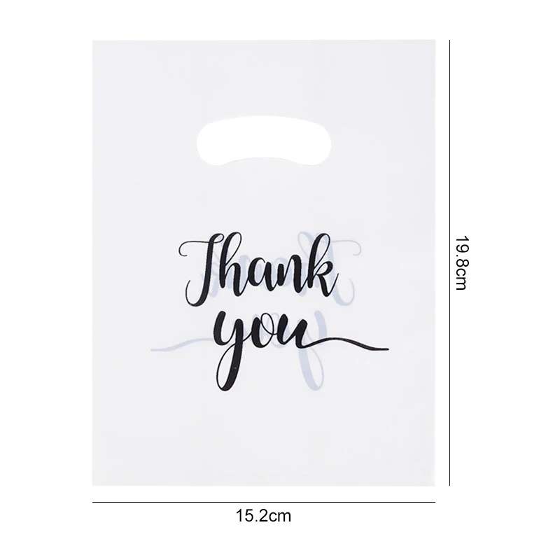 20pcs Reusable Thank You Plastic Bags White Gifts Retail Shopping Party Bag Portable Pouches Birthday Wedding Party Decoration