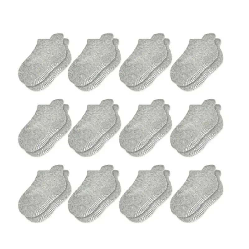 12 Pairs/Lot Non Slip Toddler Socks  Infant Baby Kids Grip for Boy Girls Tphon Anti Skid Ankle 1-5Year