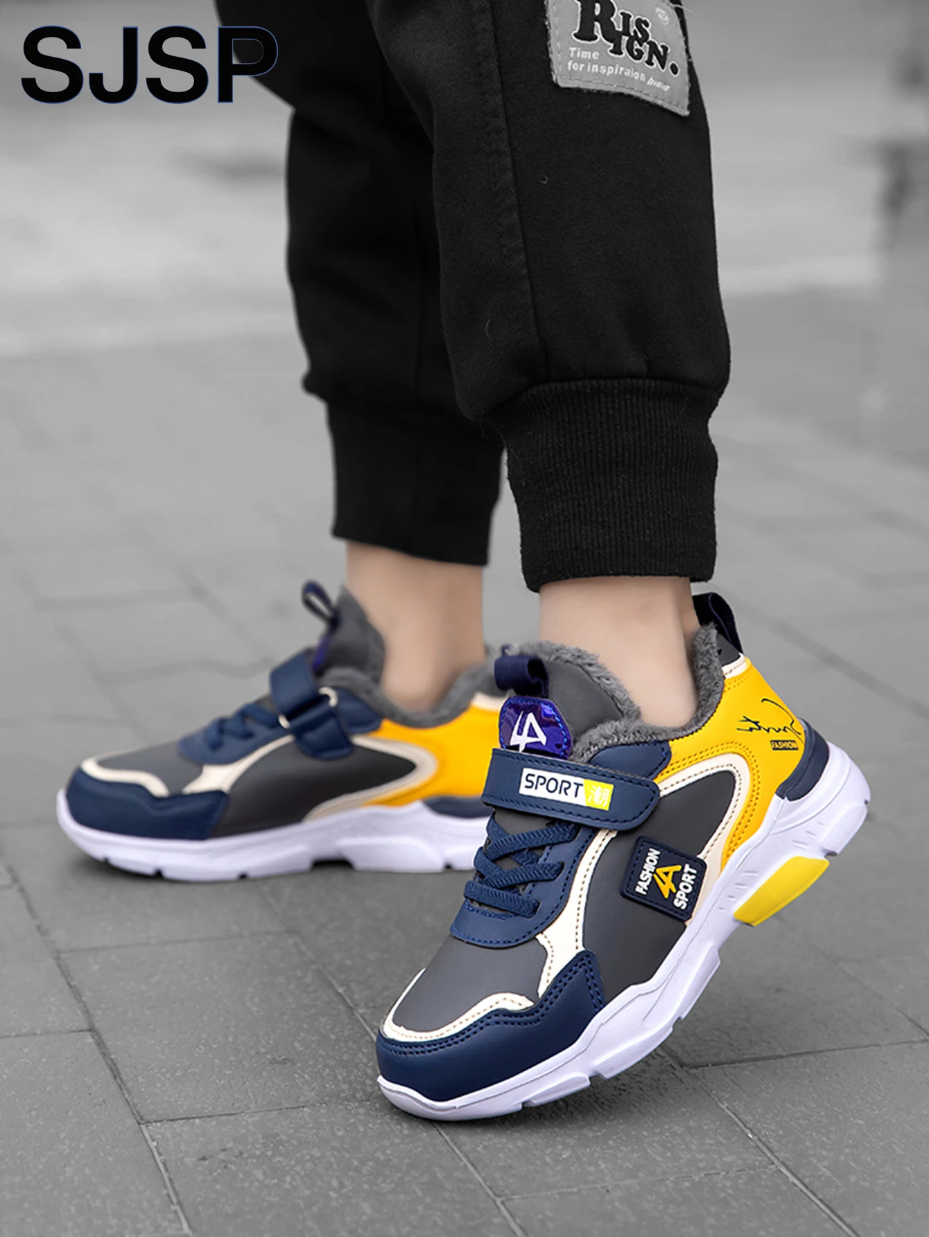 أحذية أطفال للخريف والشتاء، أحذية رياضية للأولاد، مغطاة بالجلد، مبطنة بالمخمل، قابلة للتنفس، غير قابلة للانزلاق، أحذية رياضية متعددة الاستخدامات للأطفال في منتصف العمر وكبار السن وطلاب المدارس الابتدائية