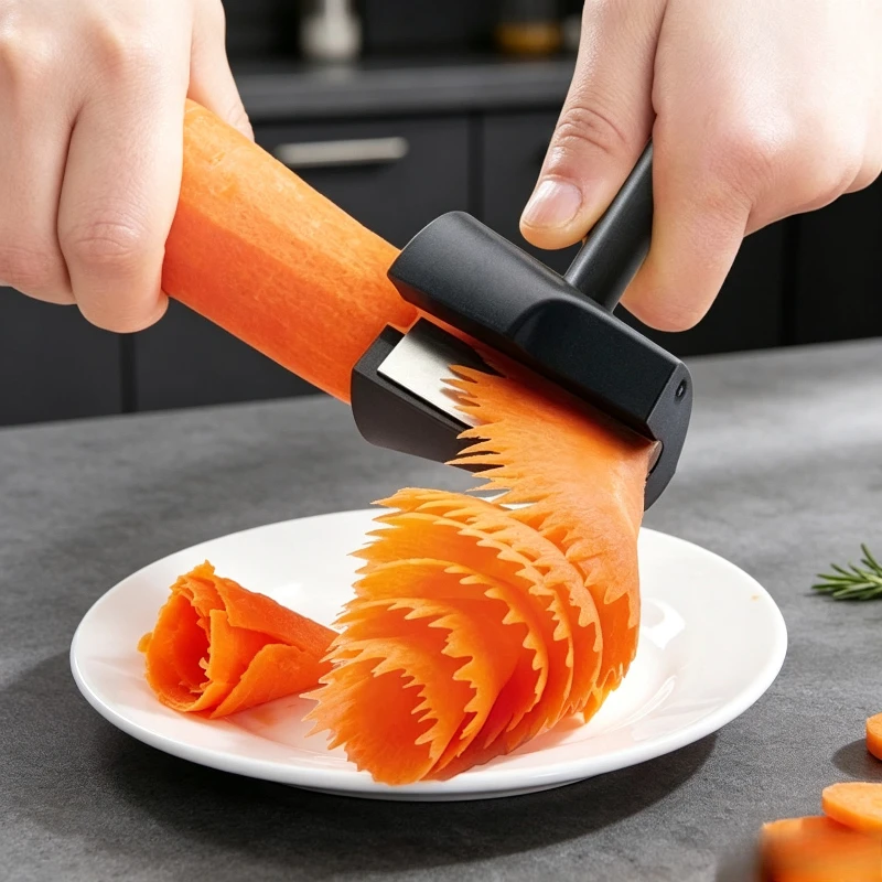Stainless‑Steel Spiral Vegetable Curler Slicer Funnel Shredder Carrot Cucumber Flower Cutter for Salad Plating Kitchen Gadget