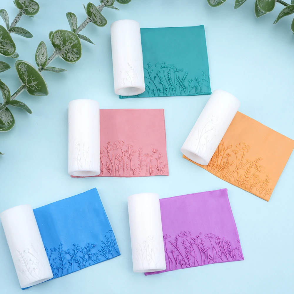 

Пять различных цветочных узоров, полимерная глина, бесшовная текстура, роликовая форма-прочный пластиковый инструмент для изготовления сережек своими руками