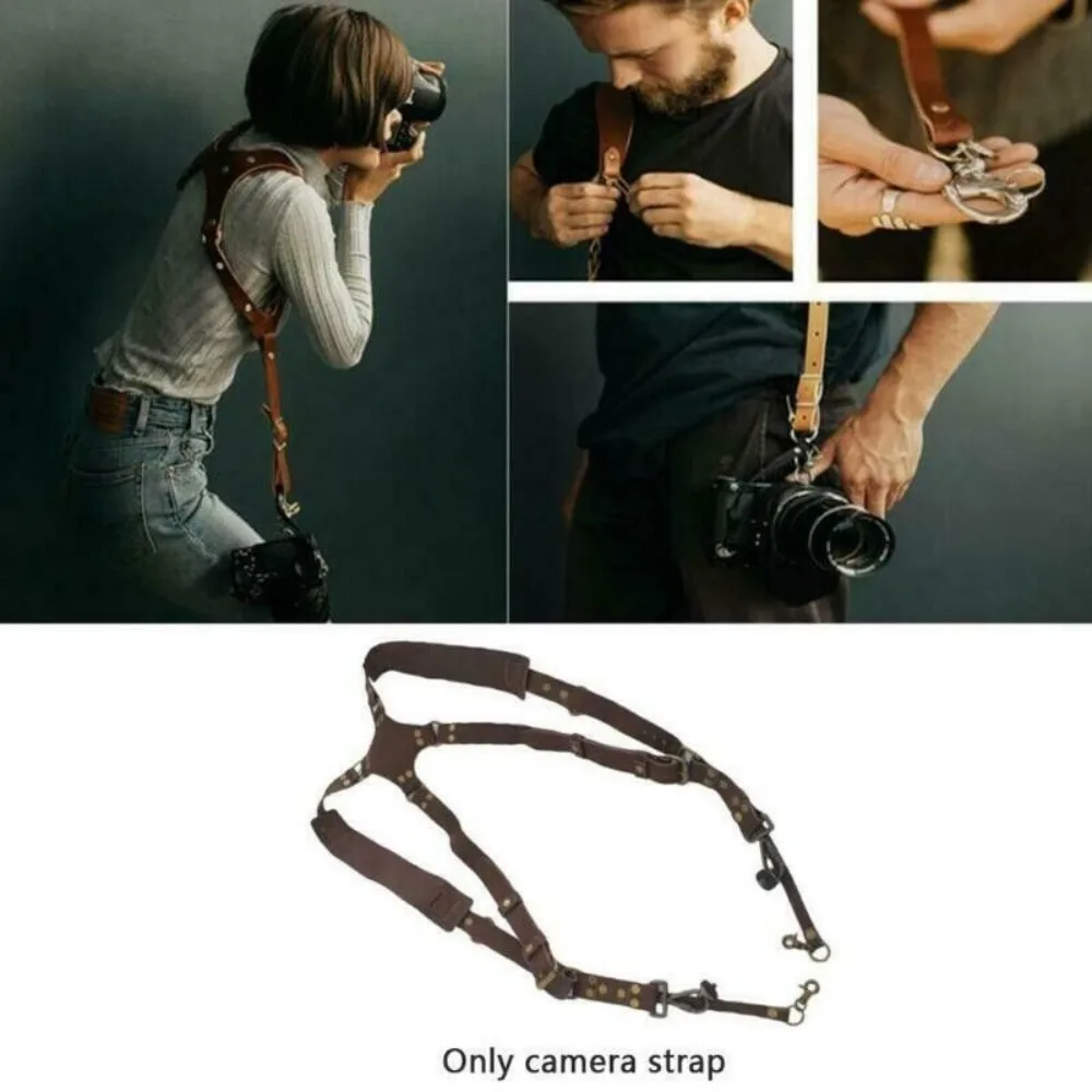 Adjustable Double Shoulder Leather Harness High Quality Camera Shoulder Strap Camera Photography Comfortable Shoulder Straps New