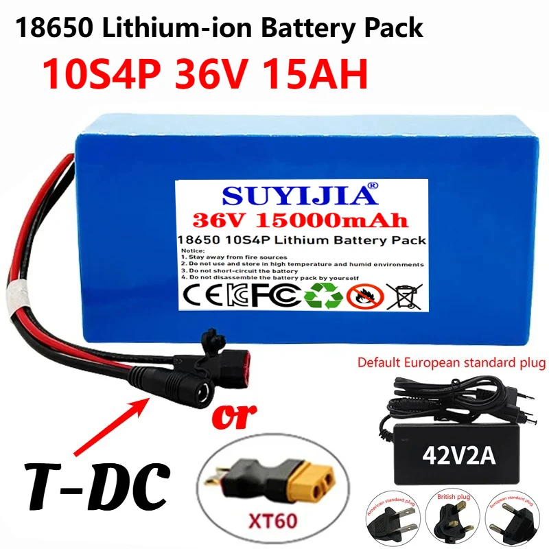 36V 15Ah 10S4P Lithium Battery Pack 18650 15000mAh 800W 500W 450W 350W 250W Electric Bicycle Electric Vehicle Bicycle Motorcycle