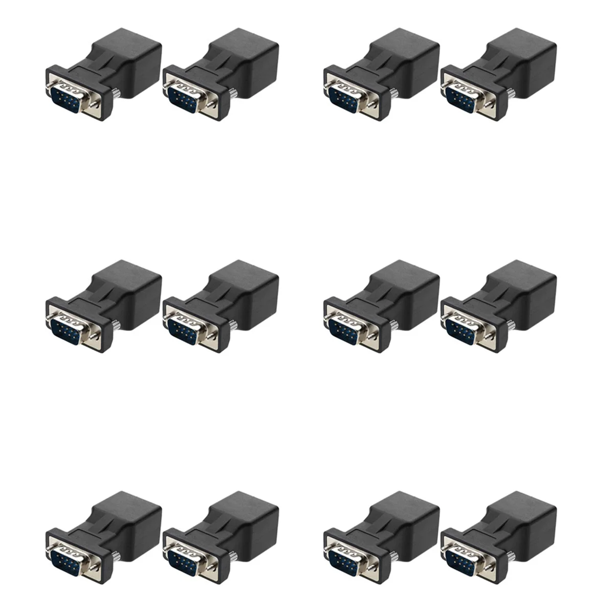 

12 Pack VGA Extender Male to RJ45 CAT5 CAT6 20M Network Cable Adapter COM Port to LAN Ethernet Port Converter