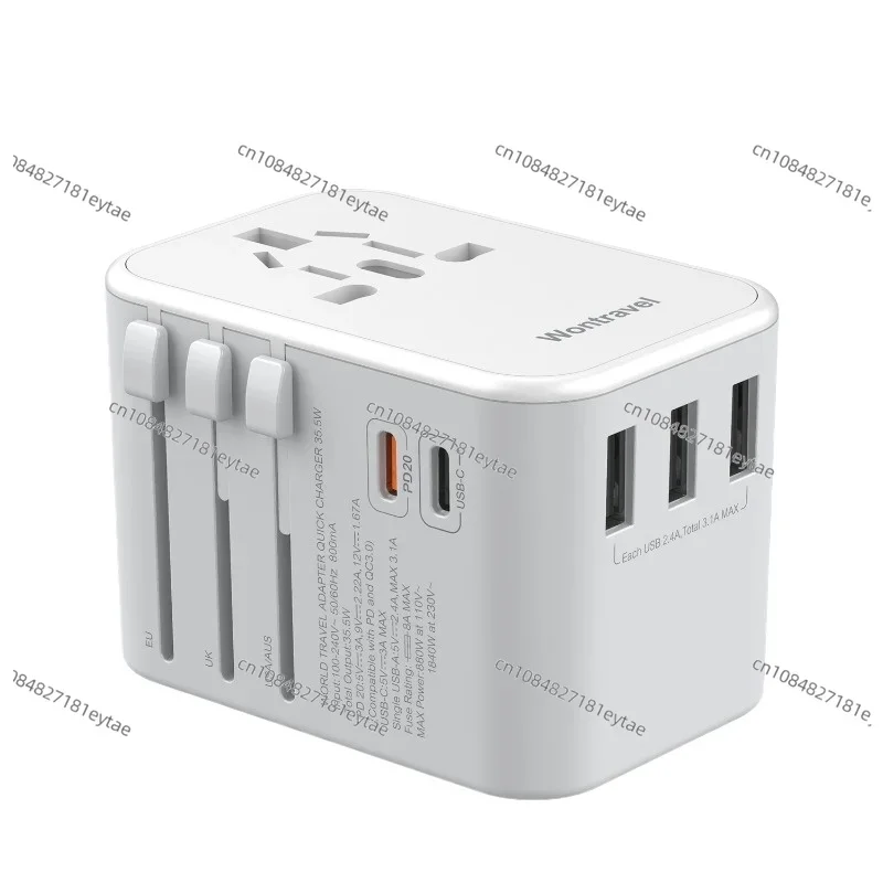 3USB + PD Fast Charging Multi-function Plug, Travel Charger, Multi-country Universal Conversion