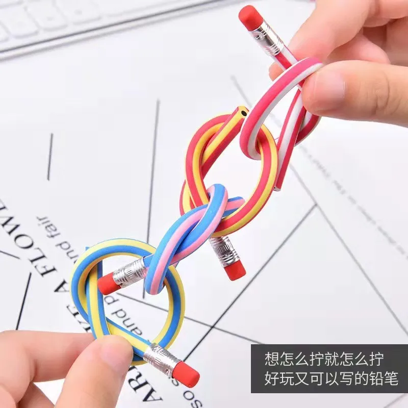 Christmas Kids Gift Korea Cute Stationery Colorful Magic Bendy Flexible Soft Pencil with Eraser Student School Office Supplies